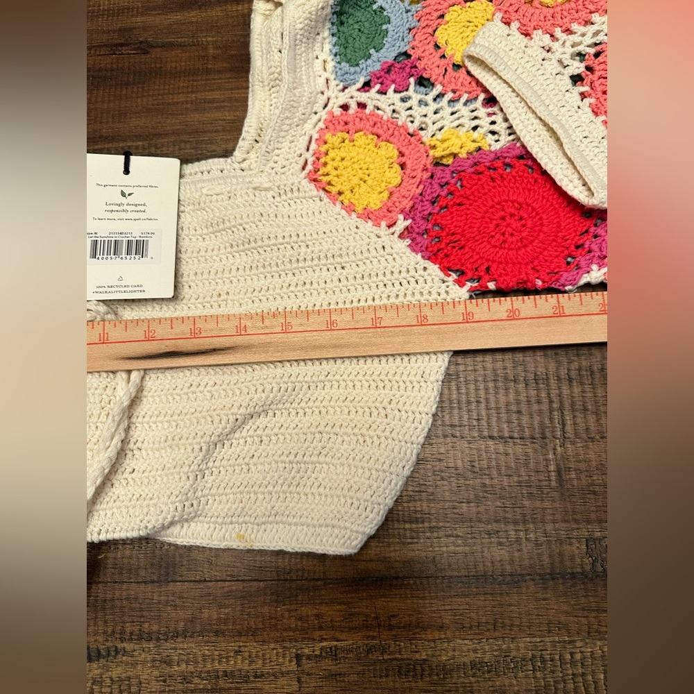 Spell & The Gypsy Collective Let the Sunshine in Crochet Top in Rainbow Sz M NWT - Picture 9 of 11